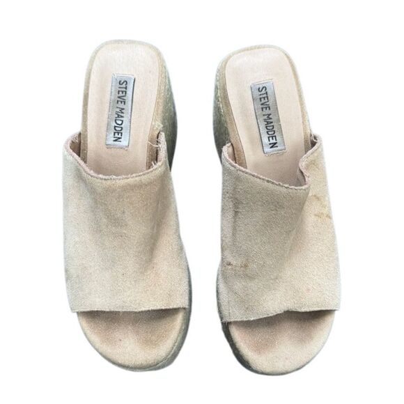 Steve Madden Women's Tan Platform Slide On Sandal Wedge Size 7 - Picture 6 of 10